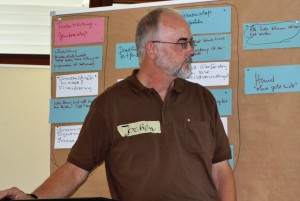 Im HIntergrund die gesammelten Fragen